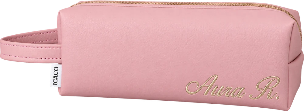 Estuche rosado bordado Aura R.